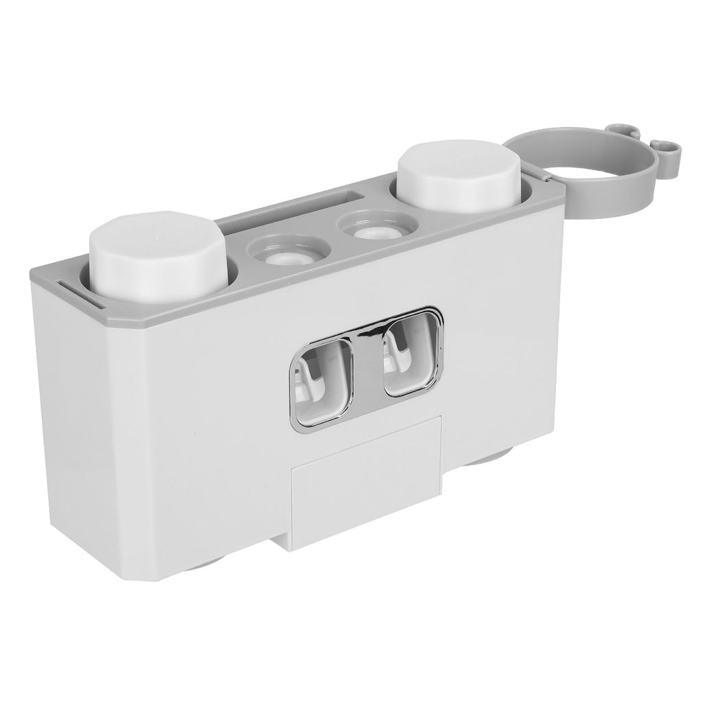 Multifunctional Wall Mount Toothbrush Holder Rack Organizer Automatic Toothpaste Dispenser Squeezer with Magnetic Cups 5 Toothbrush Slots Accessory Storage