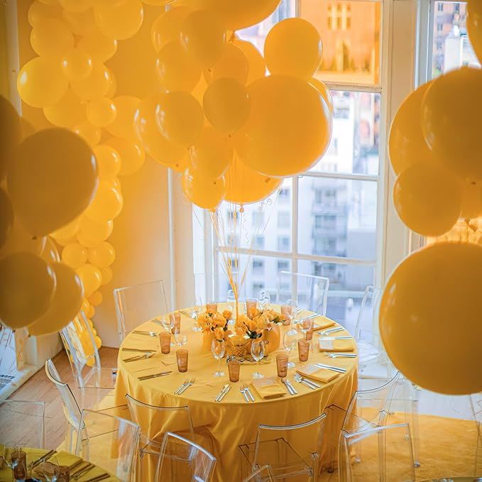 Mustard Yellow Balloons 50pcs 12 Inch Yellow Fall Balloons for Birthday Graduation Gender Reveal Engagement Baby Shower Bee Summer Sunflower Little Cutie Lemon Party Decorations Yellow-Y10