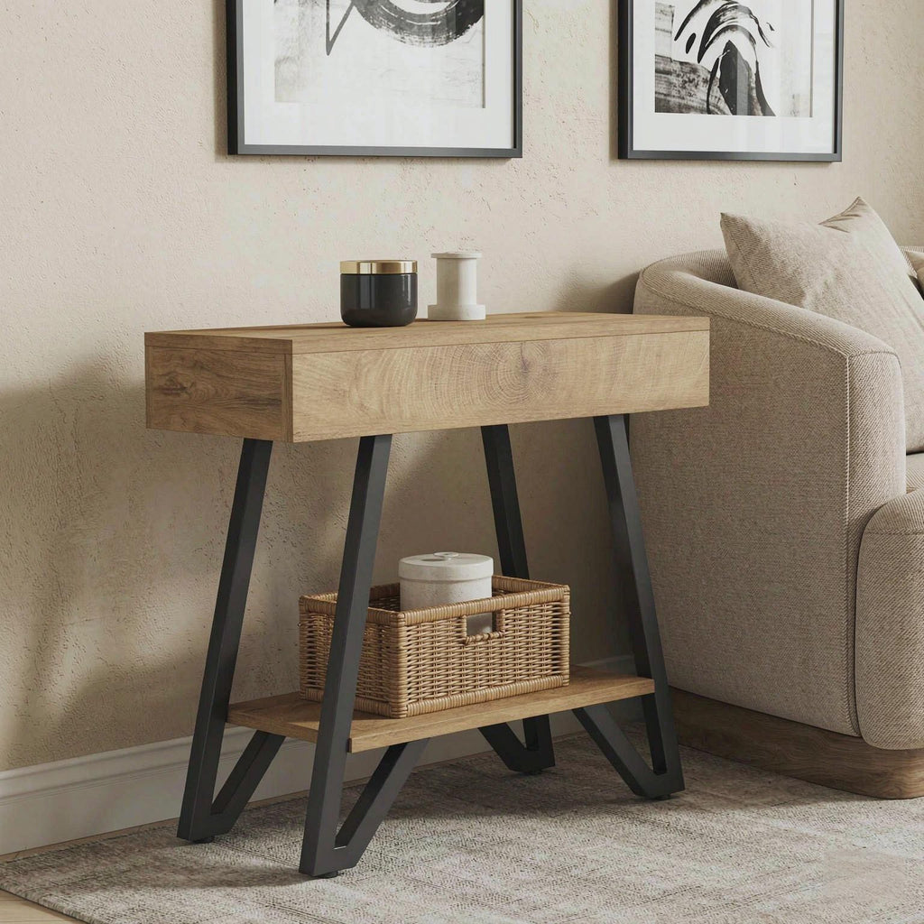 Narrow End Table with Storage Shelves Couch Arm Side Table Nightstand Minimalist Design for Living Room Bedroom