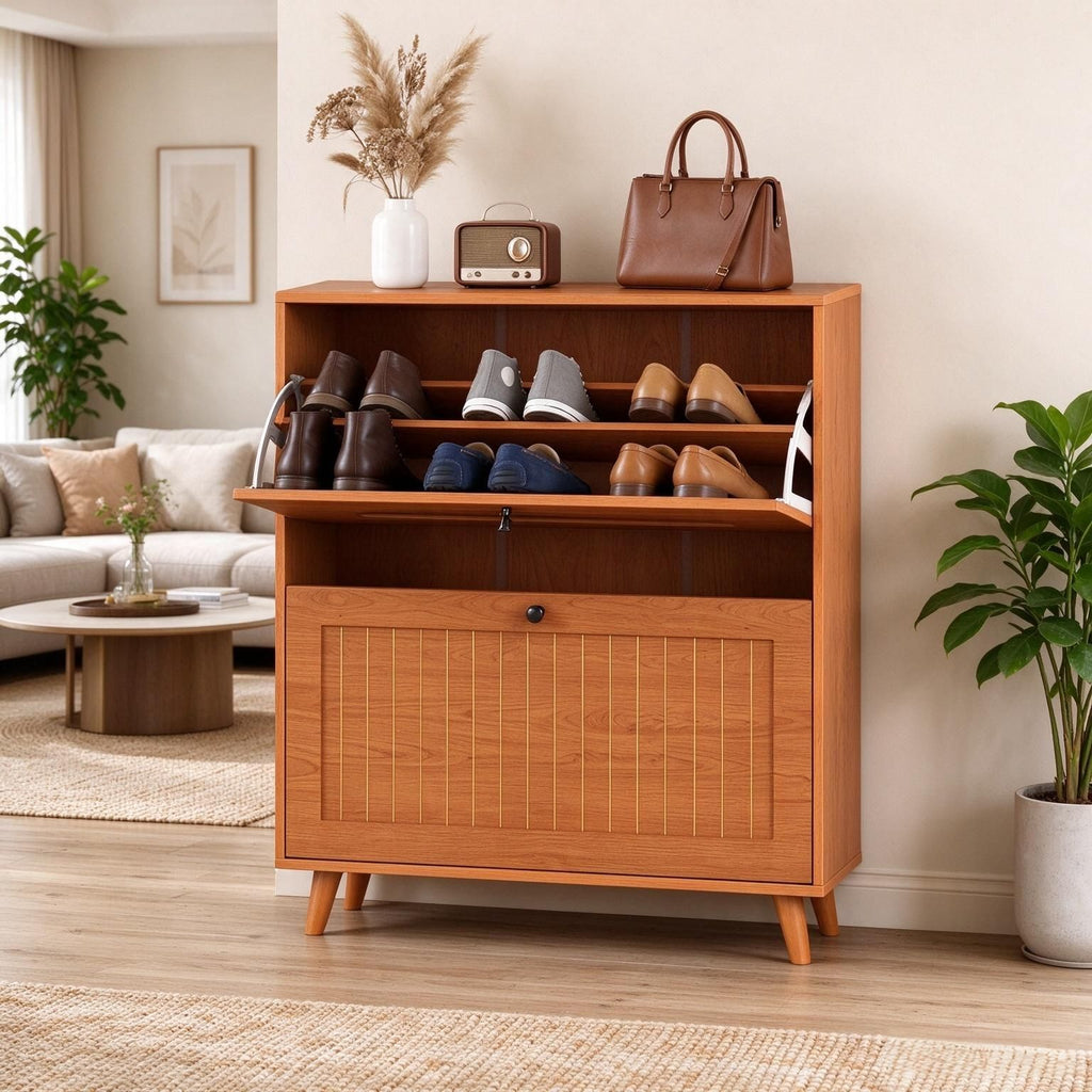 Narrow Shoe Cabinet for Entryway Foyer with Adjustable Removable Shelves Storage Organizer for Small Spaces