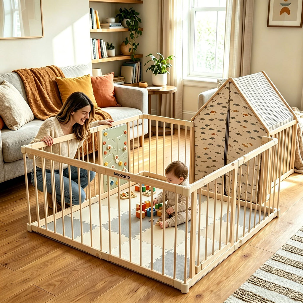 Natural Wood Baby Playpen 69"*102"