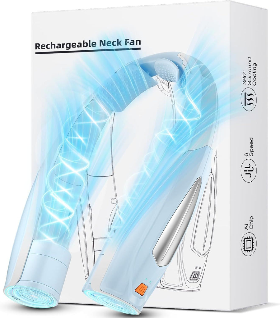 Neck Fan, 6 Speeds Adjustable Portable Personal Fan Rechargeable, Faster Cooling Wearable Fan, Ultra Quiet for Home, Office, Travel, Outdoor