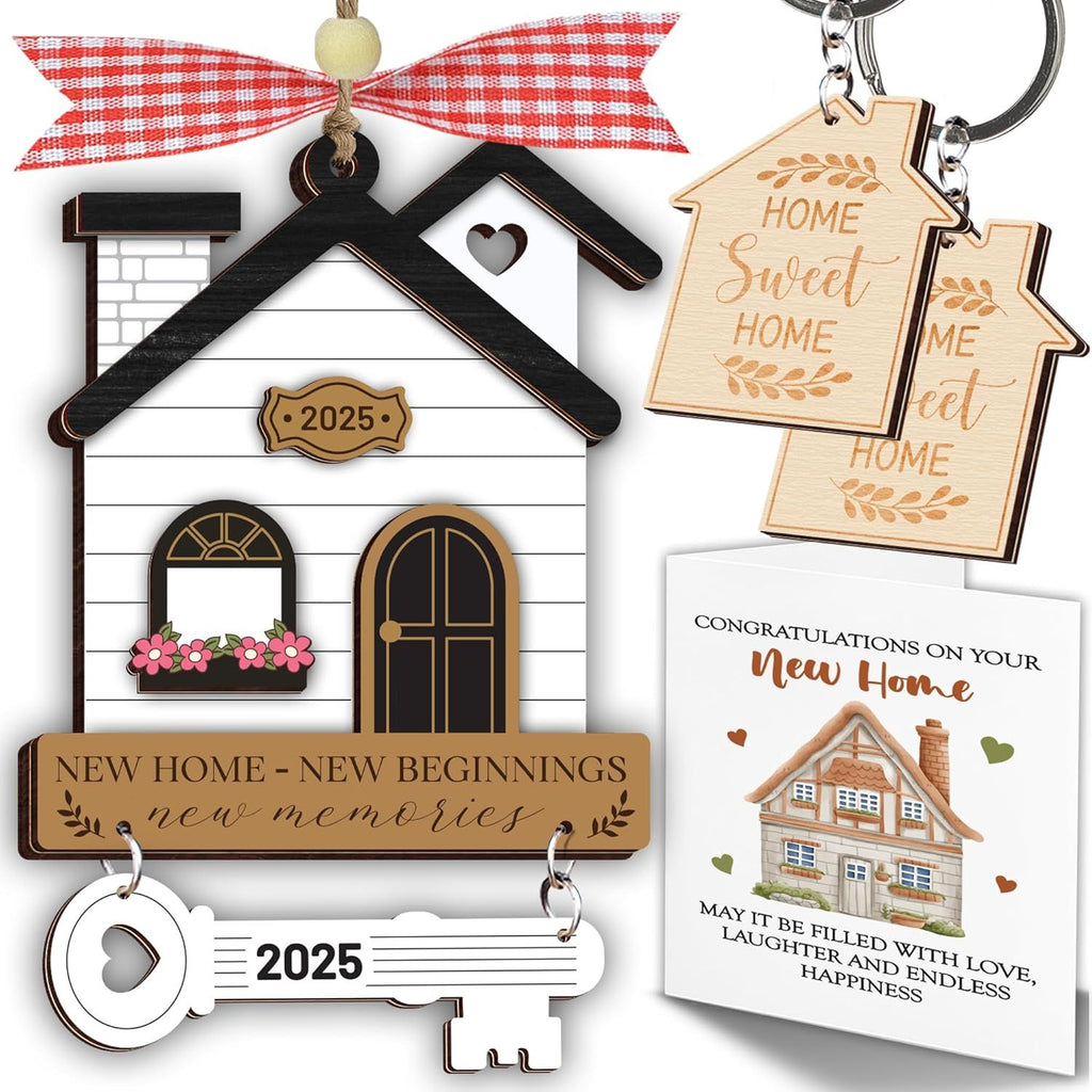 New Home Ornament 2025, House Warming Gifts New Home Card, Housewarming Gift Keychain for Women, Couple, First Apartment Gift 2025, Housewarming Gifts Idea, Christmas House Decoration HO622