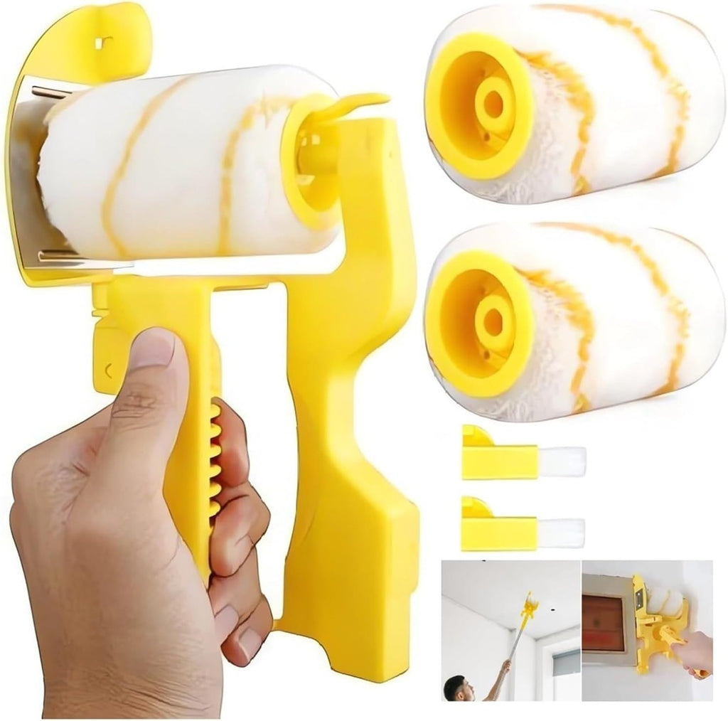 New Painting Trimmer Edger Tools for Walls High Ceilings with Edger Paint Brush Kit, Bucket Edge Paint Roller Splatter Shield for Trim Corner Painting Cut in Tool