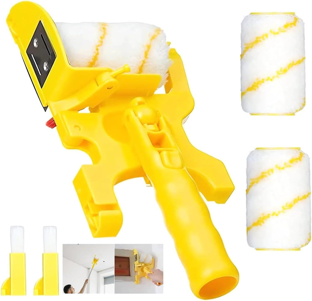 New Painting Trimmer Edger Tools for Walls High Ceilings with Edger Paint Brush Kit, Bucket Edge Paint Roller Splatter Shield for Trim Corner Painting Cut in Tool