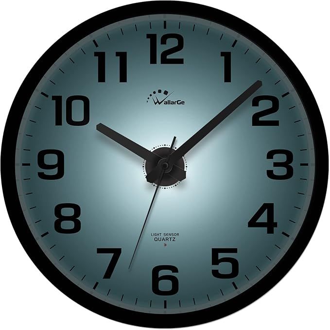 Night Light Wall Clock for Bedroom - Silent Lighted up Wall Clock Glow in The Dark, Battery Operated for Living Room/Kitchen, Easy to Read Large Digital Display, 12 Inch