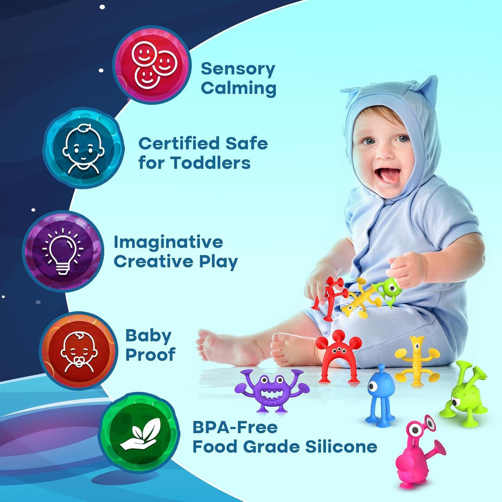 No Hole Bath Toy for Boys Girls Gifts - 18PCS Sensory Fidget Toys for Kids