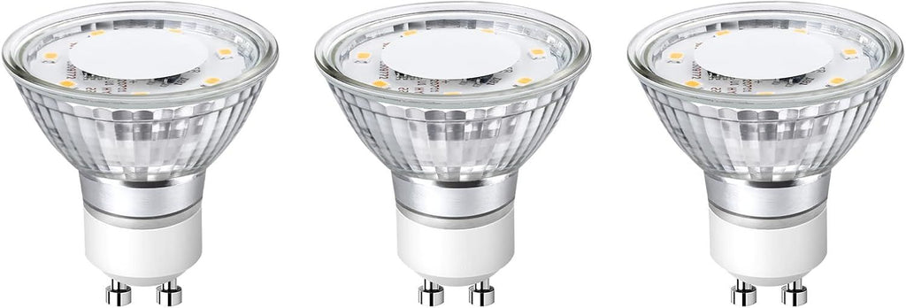 Non-Dimmable GU10 LED Light Bulbs, 2700K Soft Warm Light GU10 Bulb Replacement for Recessed Track Lighting, 4W LED Bulbs with 100°Flood Beam for Kitchen, Range Hood, Living Room, Bedroom, 3 Pack