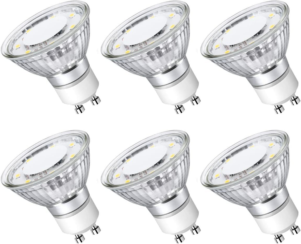 Non-Dimmable GU10 LED Light Bulbs, 2700K Soft Warm Light GU10 Bulb Replacement for Recessed Track Lights, 4W LED Bulbs with 100°Flood Beam for Kitchen, Range Hood, Living Room, Bedroom, 6 Pack