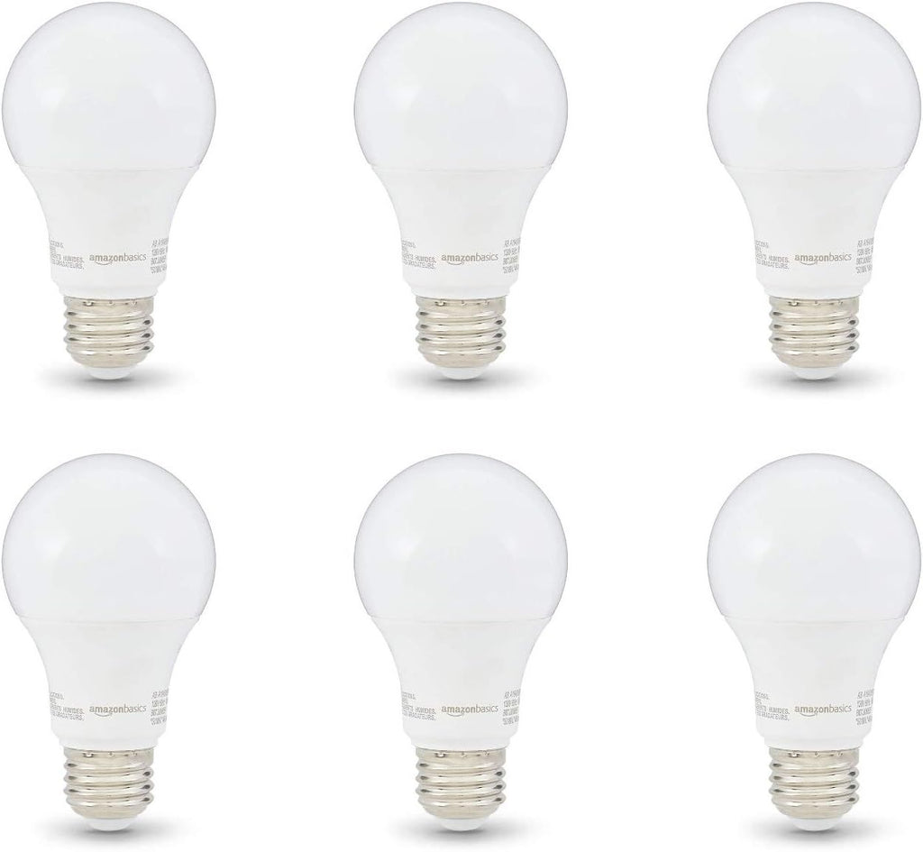 Non-Dimmable LED Light Bulbs, Great Brightness, 40W Equivalent, 6W, E26 Standard Base, 2700K, 10,000 Hour Lifetime, Soft White A19, 6-Pack