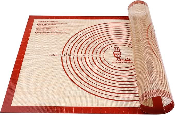 Non-slip Silicone Pastry Mat Extra Large with Measurements 28''By 20'' for Silicone Baking Mat, Counter, Dough Rolling, Oven Liner,Fondant/Pie Crust By Folksy Super