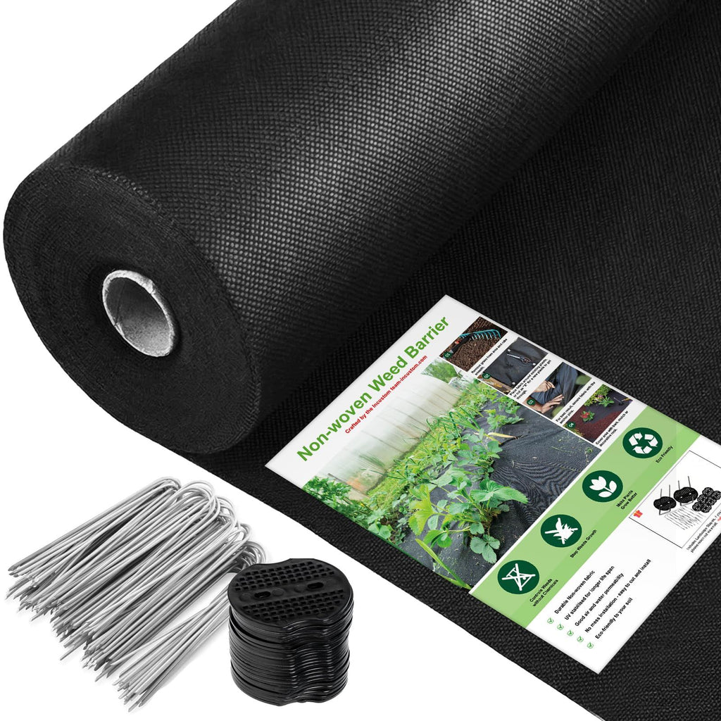 Non-Woven Thick Weed Barrier Fabric 6FT x 100FT, 3 oz Heavy Duty Weed Barrier Landscape Fabric, Ground Cover for Superior Weed Control, Easy Setup for Gardens, Landscaping, Flower Beds