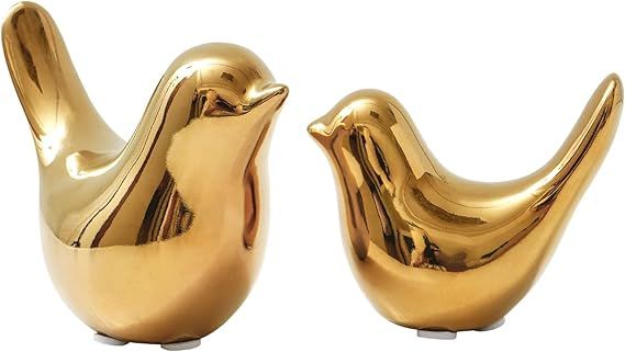 Notakia Gold Home Decor Small Birds Statues Modern Style Decorative Ornaments for Living Room Decor, Bedroom, Office Desktop, Cabinets (2Pcs Gold Birds