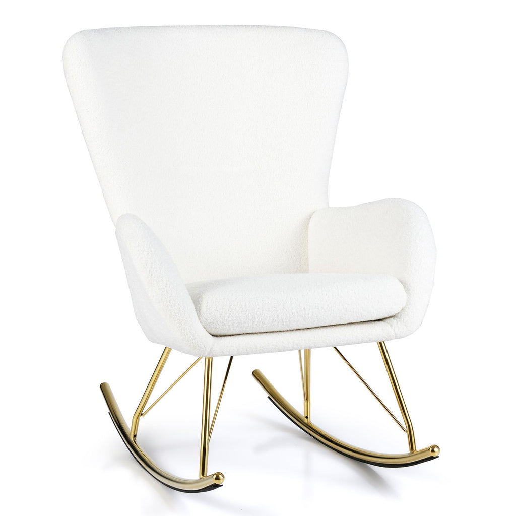 Nursery Rocking Chair with Curved Backrest and Armrests