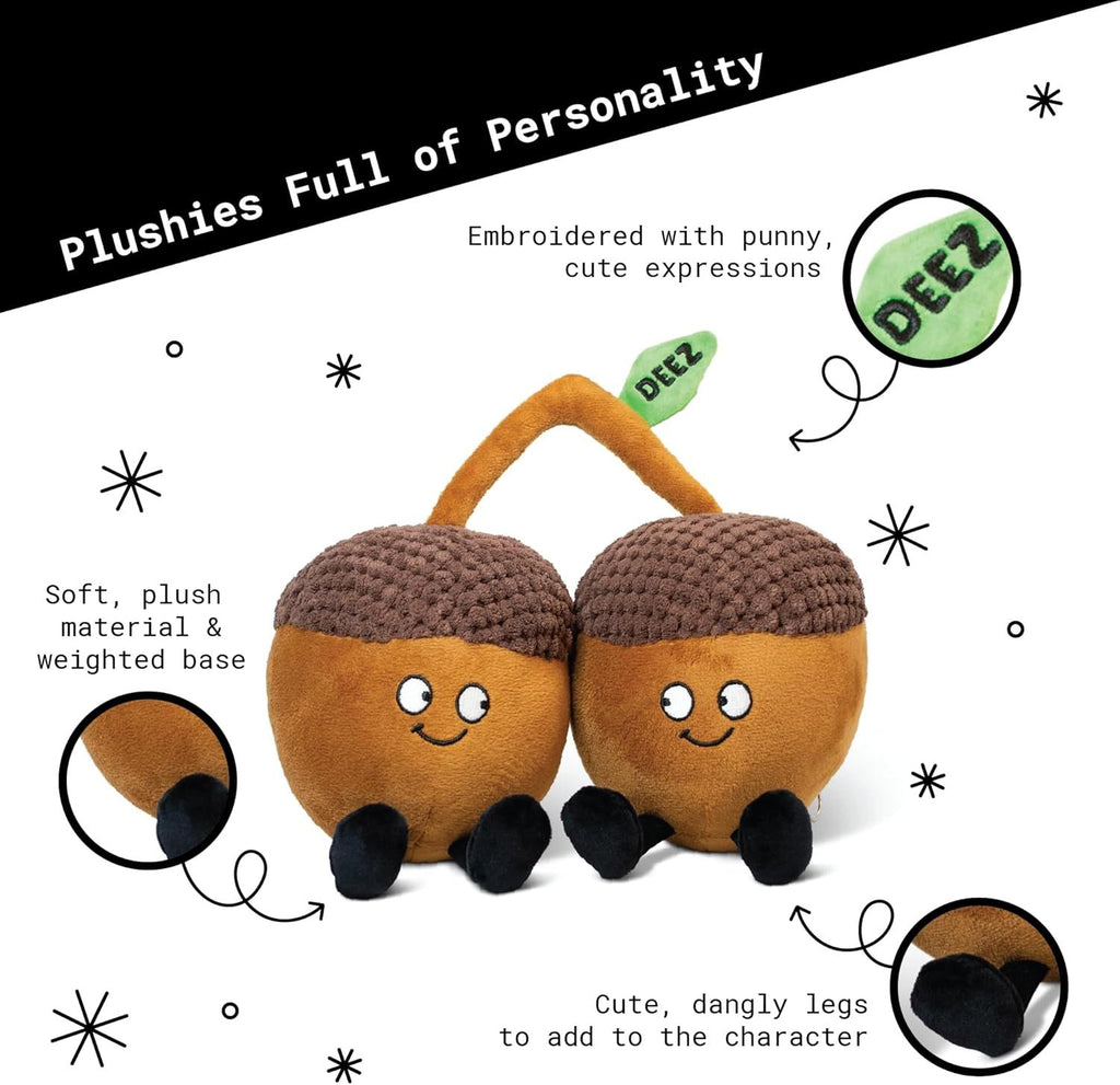 Nut Plushie - Deez Nuts Cute Acron Plush, Funny & Sassy Food Plush Toy for Gifting