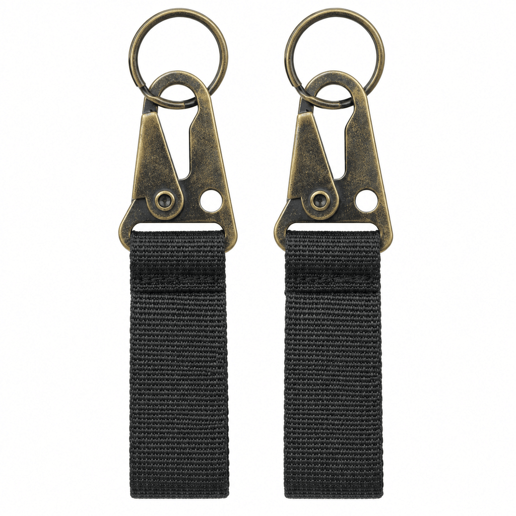 Nylon Webbing Keychain with Metal Clip and Key Ring, Short Strap Key Holder for Bags and Belt Loops