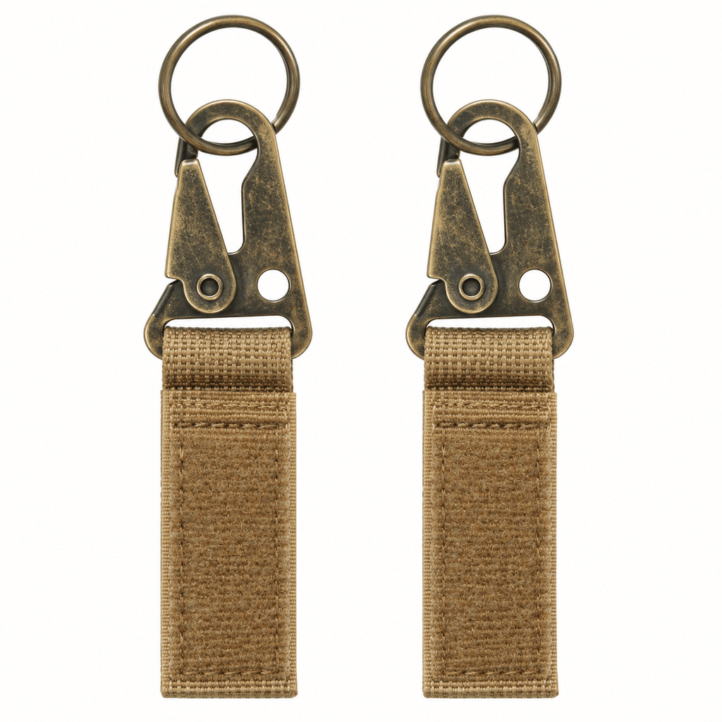 Nylon Webbing Keychain with Metal Clip and Key Ring, Short Strap Key Holder for Bags and Belt Loops
