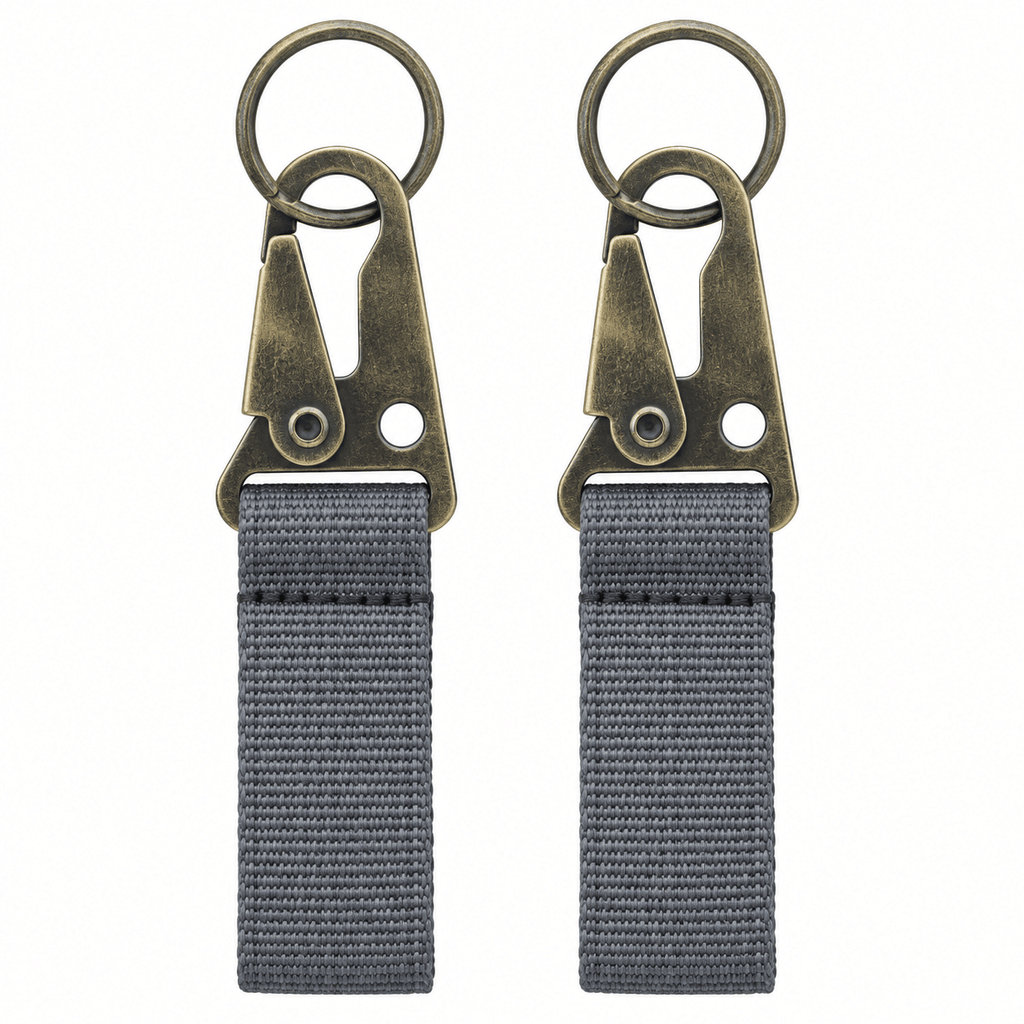 Nylon Webbing Keychain with Metal Clip and Key Ring, Short Strap Key Holder for Bags and Belt Loops