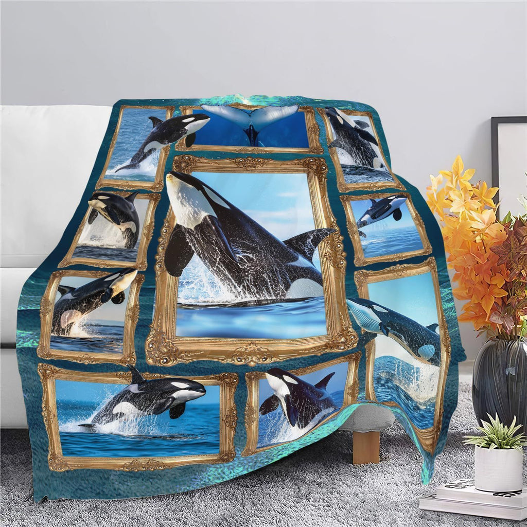 Ocean Whale Throw Blanket Gifts for Girls Women Kids Boys Adults Men Super Soft Cozy Plush Fluffy Fuzzy Fleece Blanket Home Decor 40''X50''