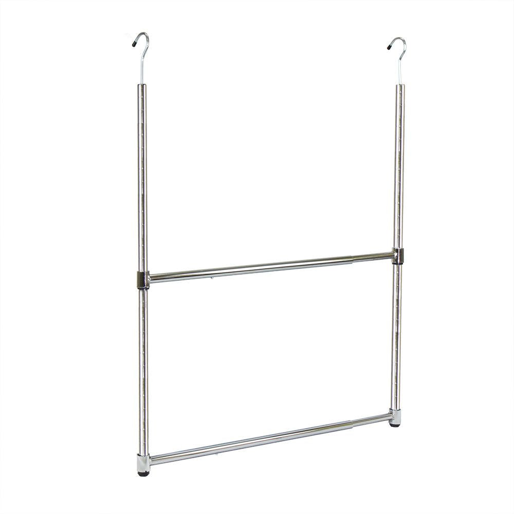 Oceanstar 2-Tier Portable Adjustable Closet Hanger Rod, Chrome