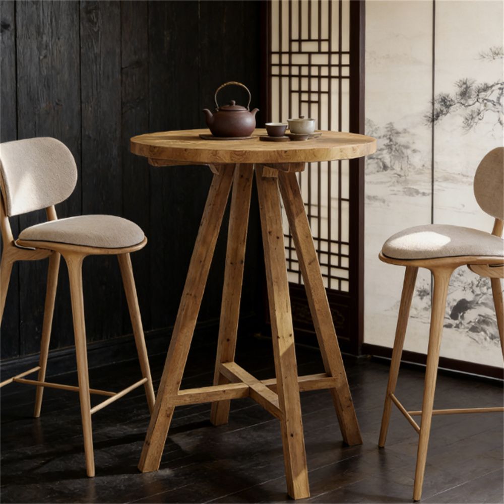 Old SKU:D01027H7NJW    Round bar table, solid wood bar table, small bar table, outdoor coffee table, with sturdy design