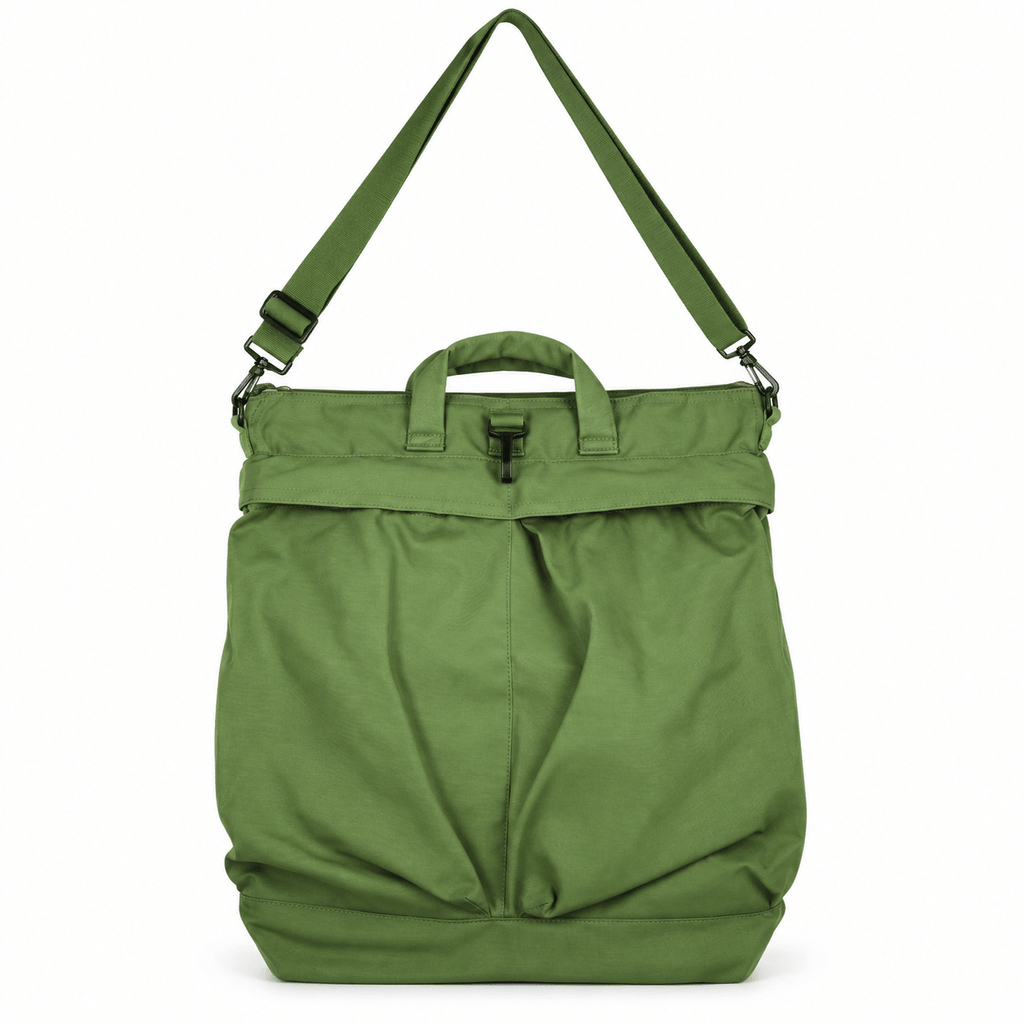 Olive Green Helmet Bag with Adjustable Shoulder Strap and Carry Handle