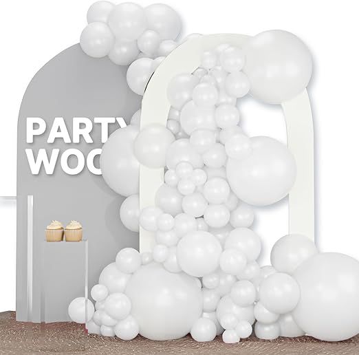 oo WhPartyWite Balloons 120pcs Different Sizes Pack of 18 12 10 5 Inch Matte White Latex Balloon Arch Kit Garland for Wedding Bridal Graduation Baby Shower Birthday Party Decorations White-Y13