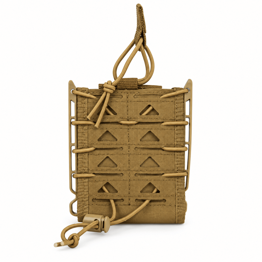Open-Top Double Magazine Pouch with Adjustable Elastic Retention Cord, Modular Belt-Mounted Mag Carrier with Stable Side Support for Training and Outdoor Gear