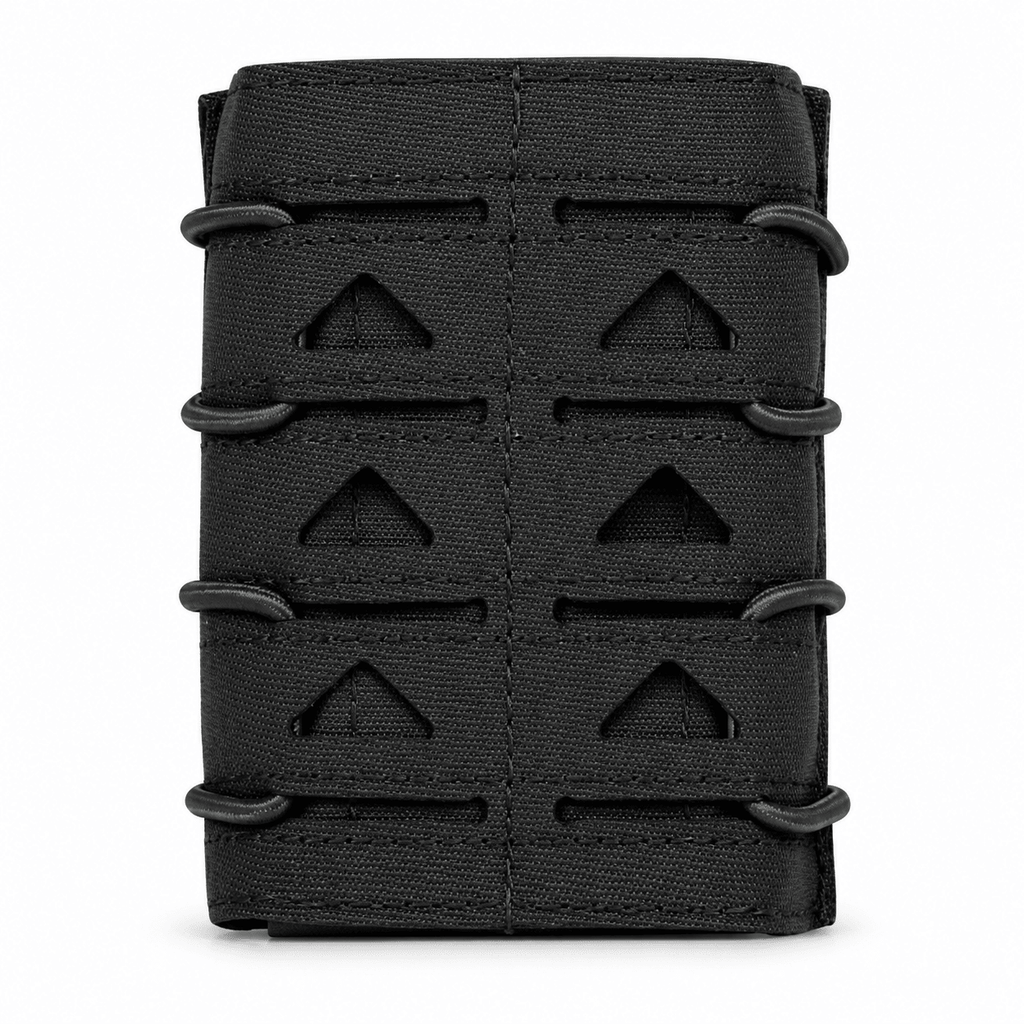 Open-Top Magazine Pouch, Adjustable Elastic Retention Mag Holder with Laser-Cut Mounting Panel for Tactical Belt, Vest and Backpack