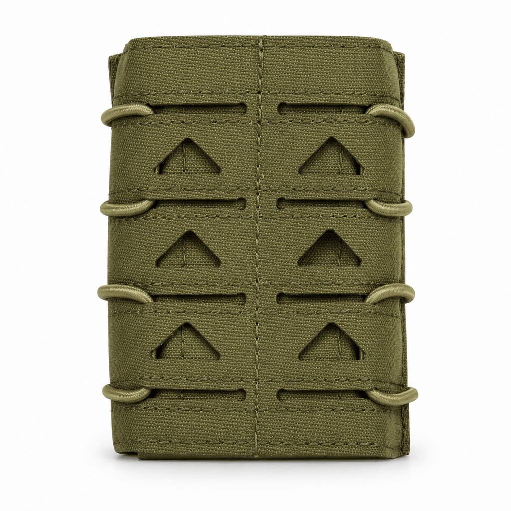Open-Top Magazine Pouch, Adjustable Elastic Retention Mag Holder with Laser-Cut Mounting Panel for Tactical Belt, Vest and Backpack