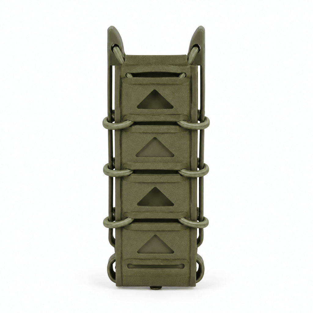 Open Top Single Magazine Pouch with Adjustable Elastic Retention, Quick Access Belt-Mounted Mag Carrier for Training and Outdoor Use