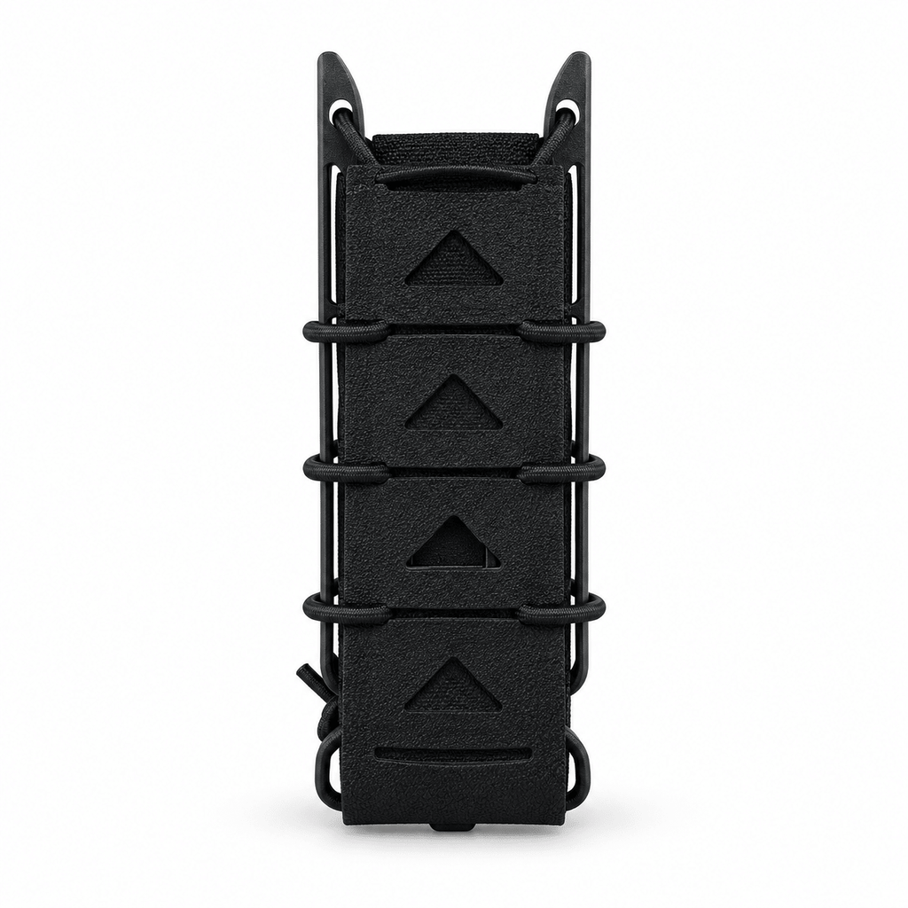 Open Top Single Magazine Pouch with Adjustable Elastic Retention, Quick Access Belt-Mounted Mag Carrier for Training and Outdoor Use