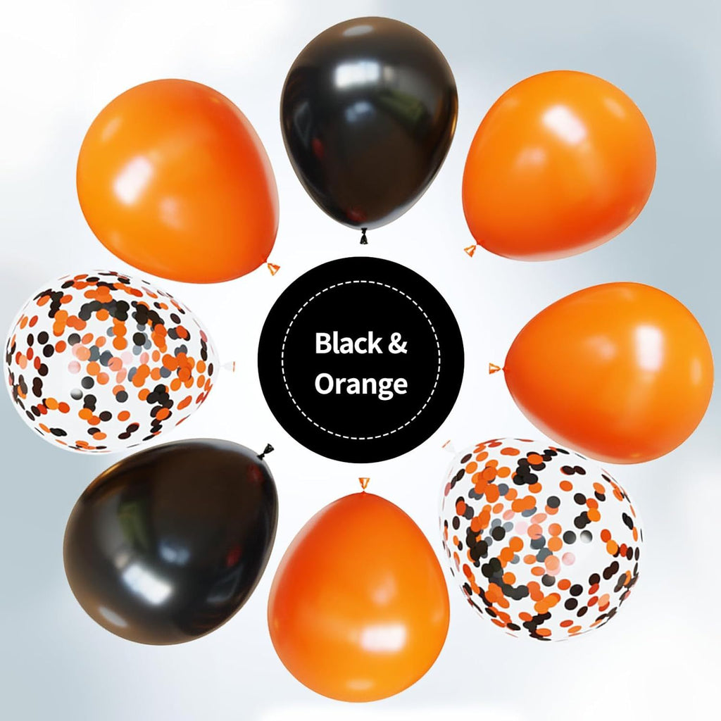 Orange and Black Balloons, Halloween Balloons Set, 67pcs 12 Inch Black Orange Confetti Balloon for Halloween Celebration Trick or Treat Party Spooky Ghost Party Bar Anniversary Graduation Decoration