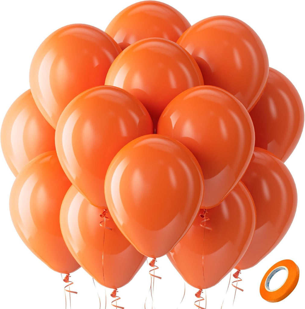 Orange Balloons Latex Party Balloons - 100 Pack 12 inch Orange Round Helium Balloons for Birthday Bridal Shower Halloween Party Decoration
