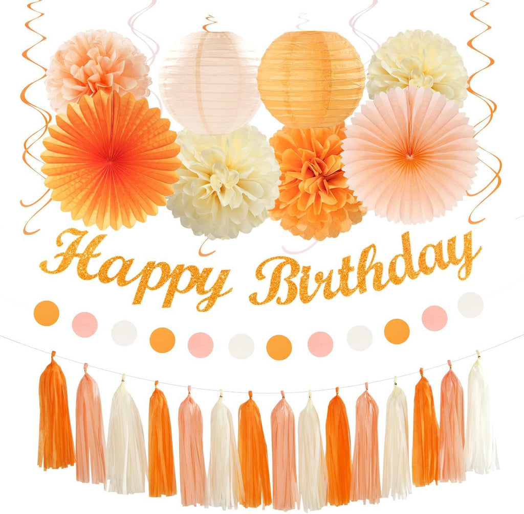 Orange-Peach Beige First Happy-Birthday Party Decorations