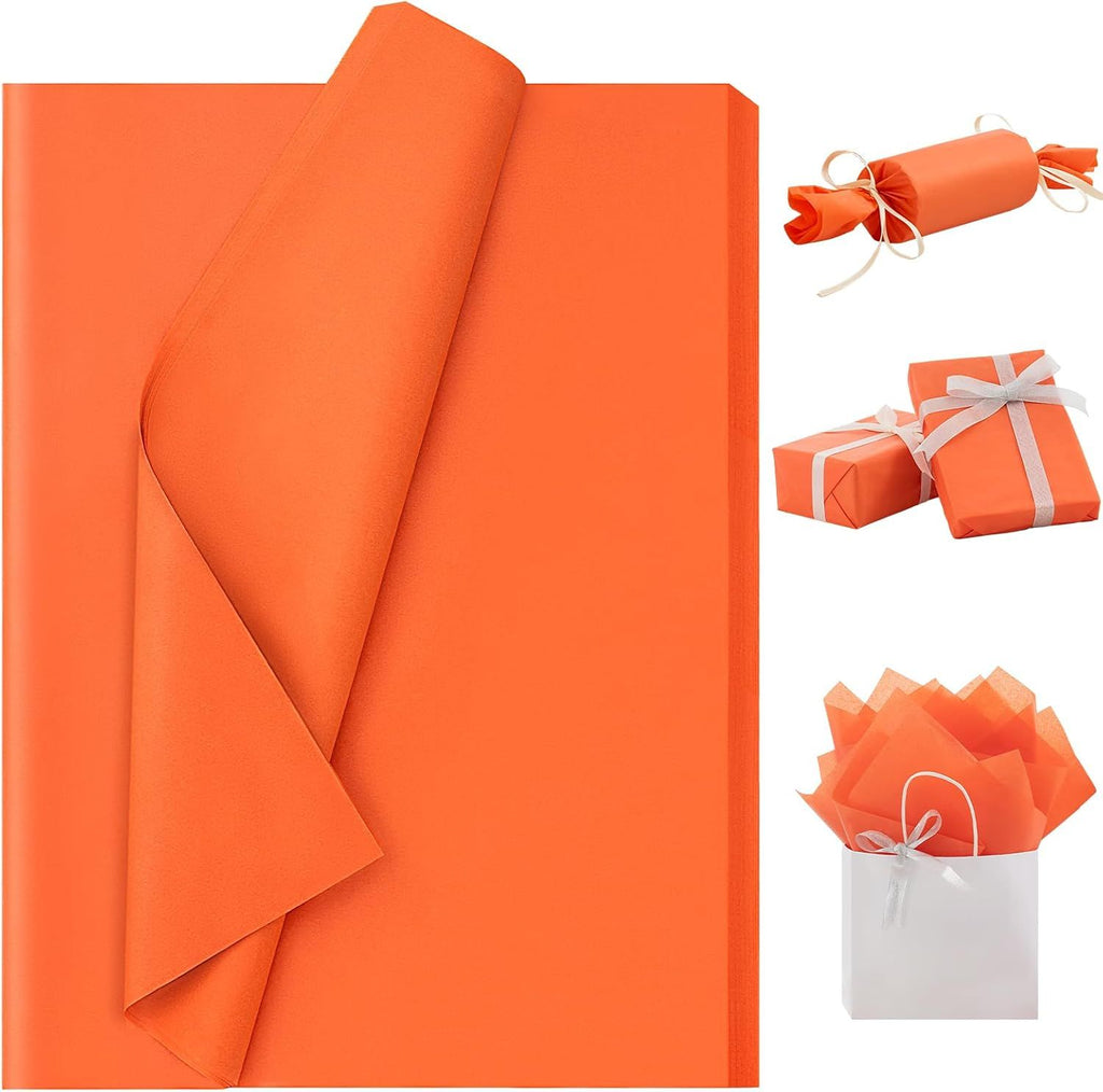 Orange Tissue Paper for Gift Bags, 115 Sheets 14 x 20 Inches Orange Wrapping Paper, Gift Wrapping Tissue Paper Bulk for Crafts Fall Autumn Halloween Thanksgiving Birthday Holiday Party Decor