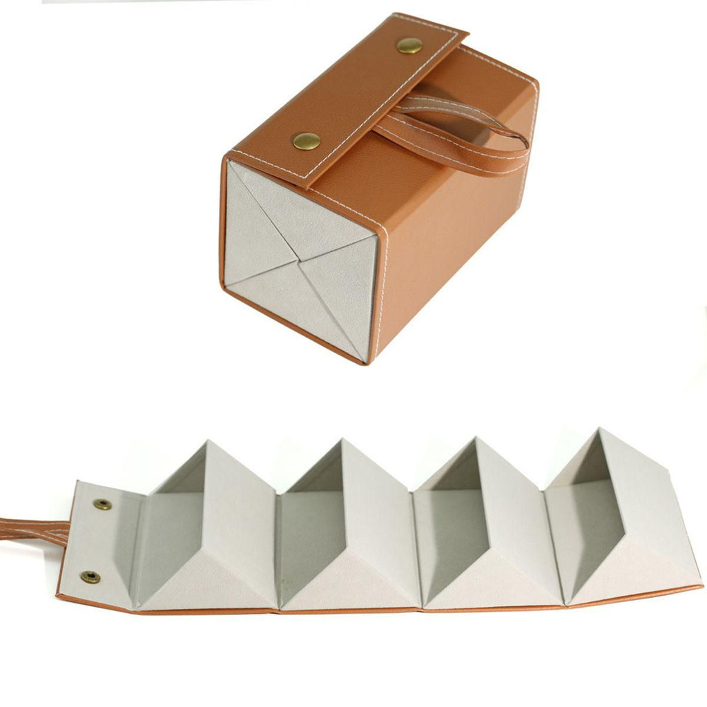 Organ style 4-panel glasses case, made of faux leather and durable, easy to carry and store multiple pairs of glasses together