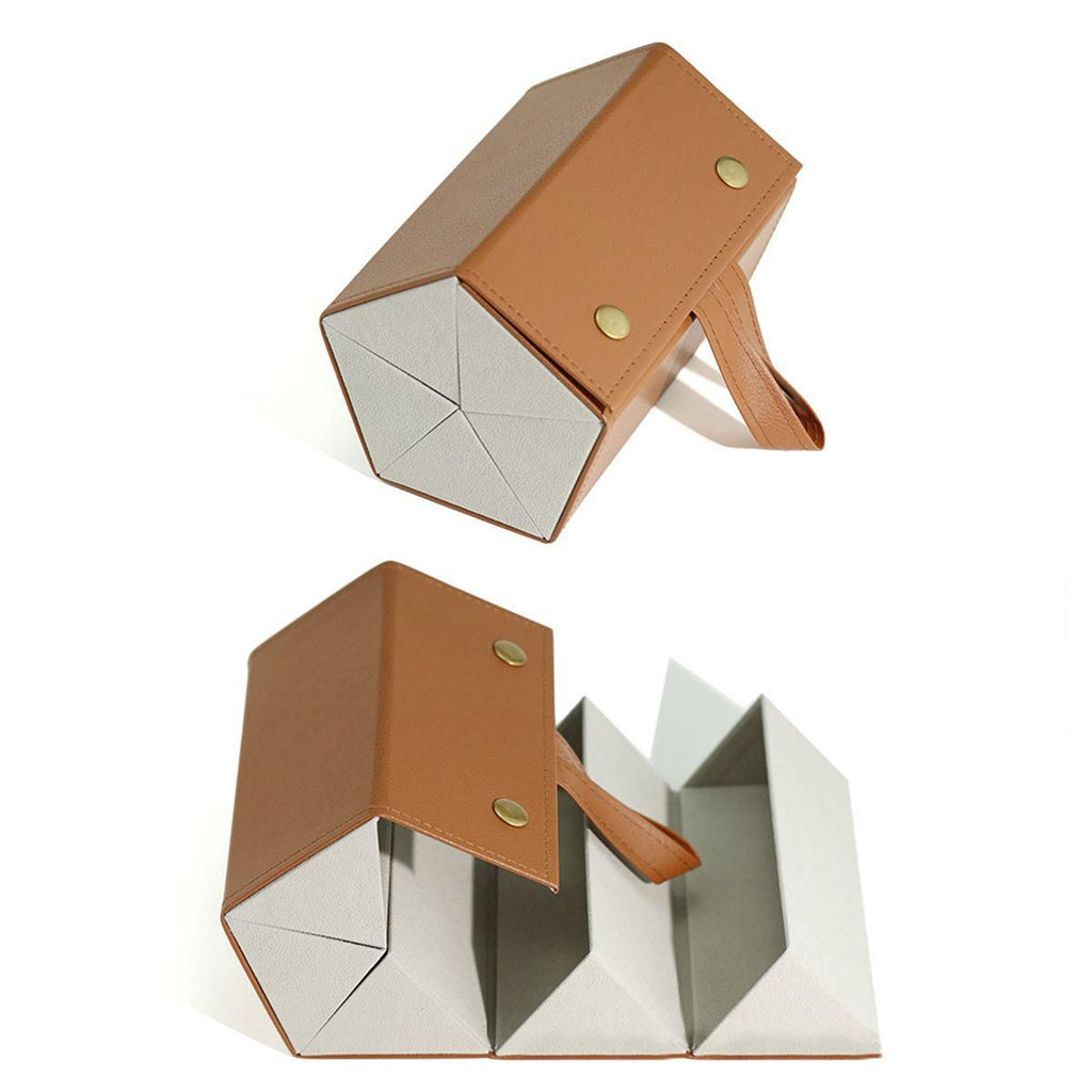 Organ style 5-panel glasses case, made of faux leather and durable, easy to carry and store multiple pairs of glasses together