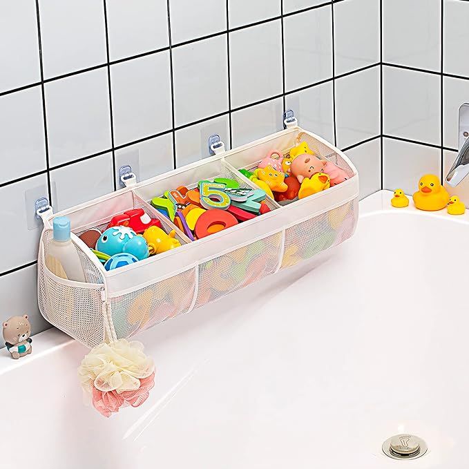 Original 3 Compartment Large Openings Bath Toy Organizer