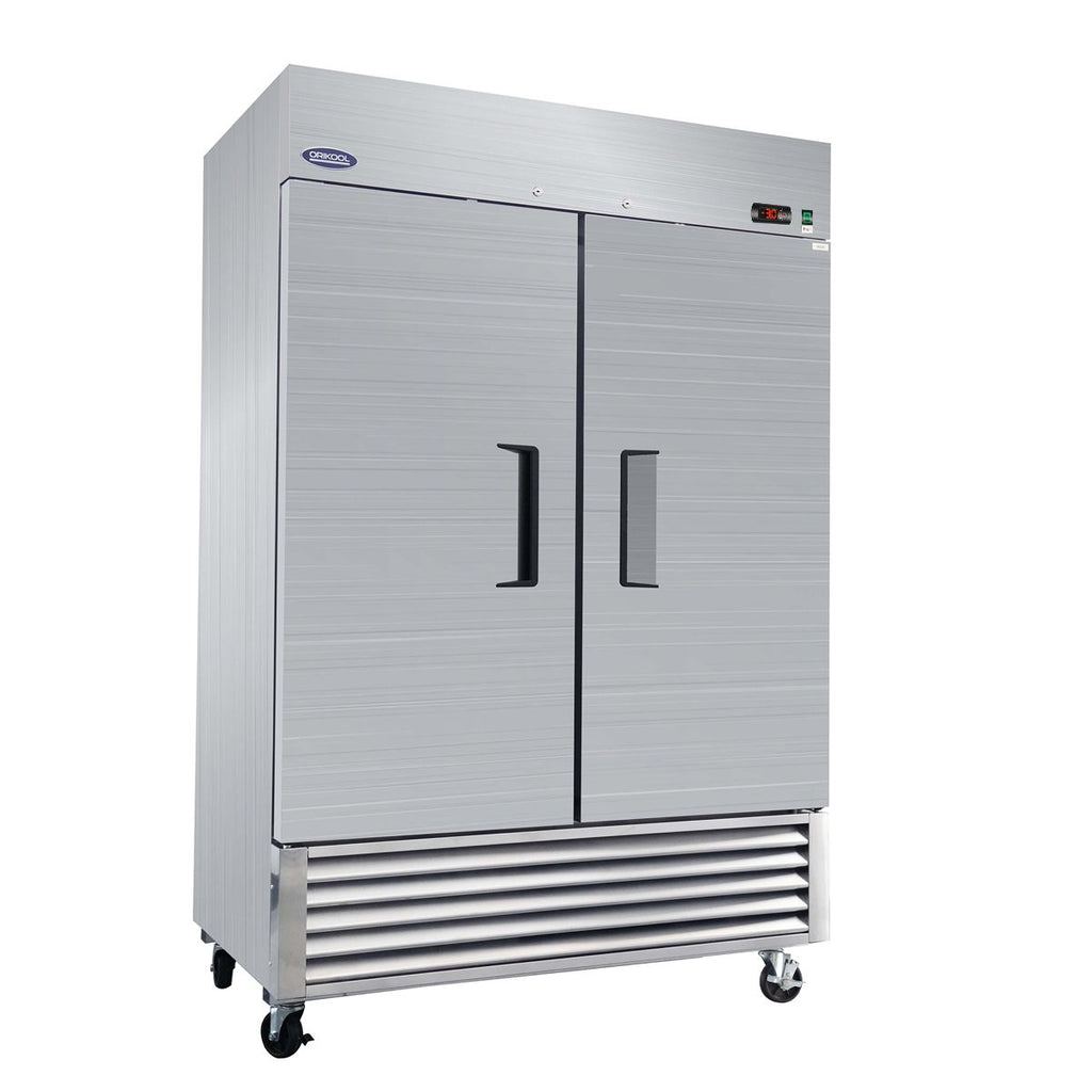 ORIKOOL 54" Commercial Freezer 49 Cu.ft with 2 Solid Door Reach-In Freezers Stainless Steel ETL Approved Upright Freeze Storage