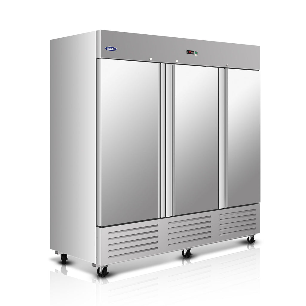 ORIKOOL 81" Commercial Freezer 72 Cu.ft with 2 Solid Door Reach-In Freezers Stainless Steel ETL Approved Upright Freeze Storage