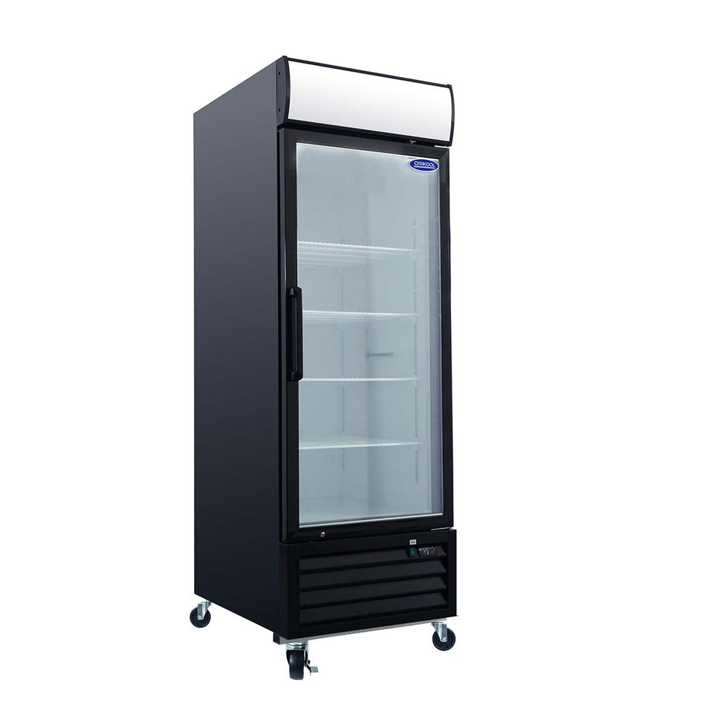 ORIKOOL Glass Door Merchandiser Freezer 19.3 Cu.ft Swing Door Commercial Reach-In Display Freezers with LED Top Panel Upright Freeze Storage