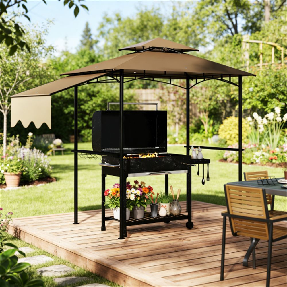 Outdoor barbecue pavilion, pavilion, brown