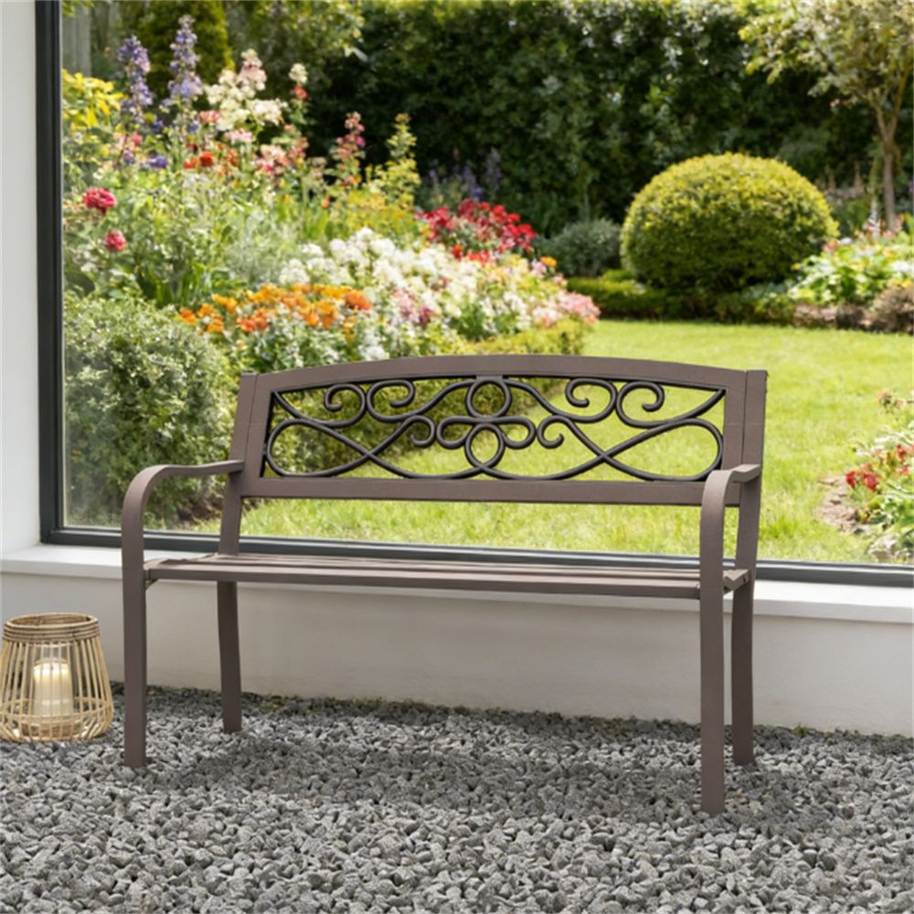 Outdoor bench, armchair, garden bench, porch bench, courtyard chair, brown