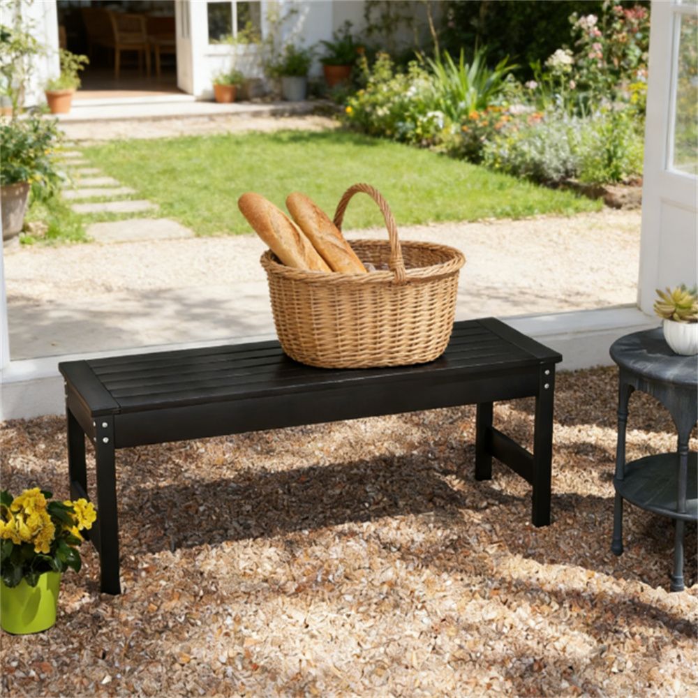 Outdoor bench, garden bench, courtyard bench, terrace bench, black