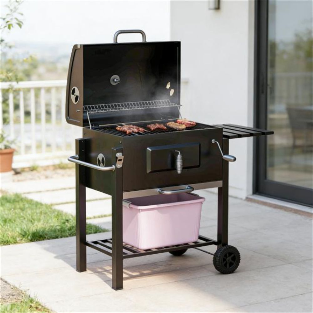Outdoor burner, portable barbecue grill, barbecue grill, black