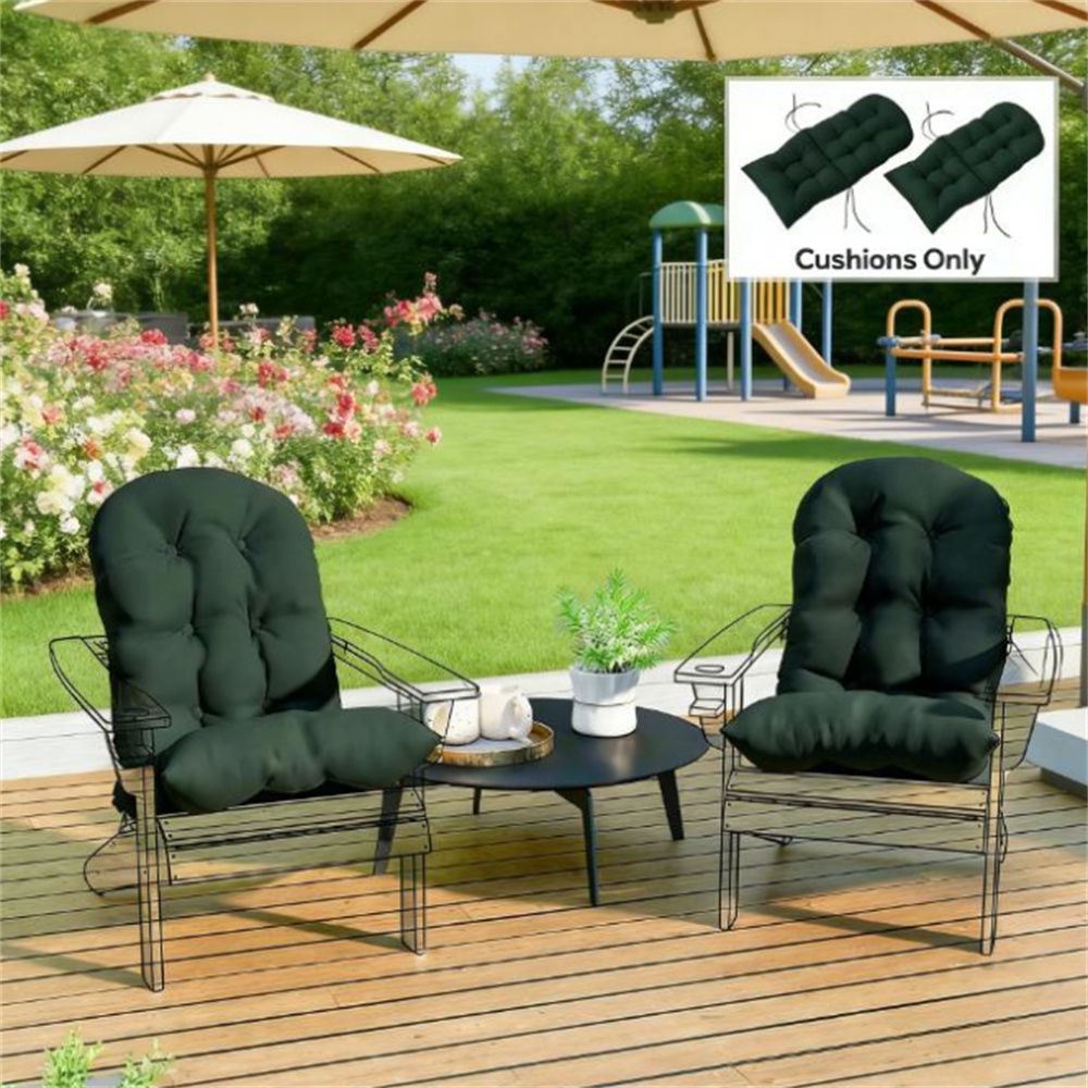 Outdoor chair cushion 2-piece set, terrace chair cushion, cushion, back cushion, dark green (Cushion only)