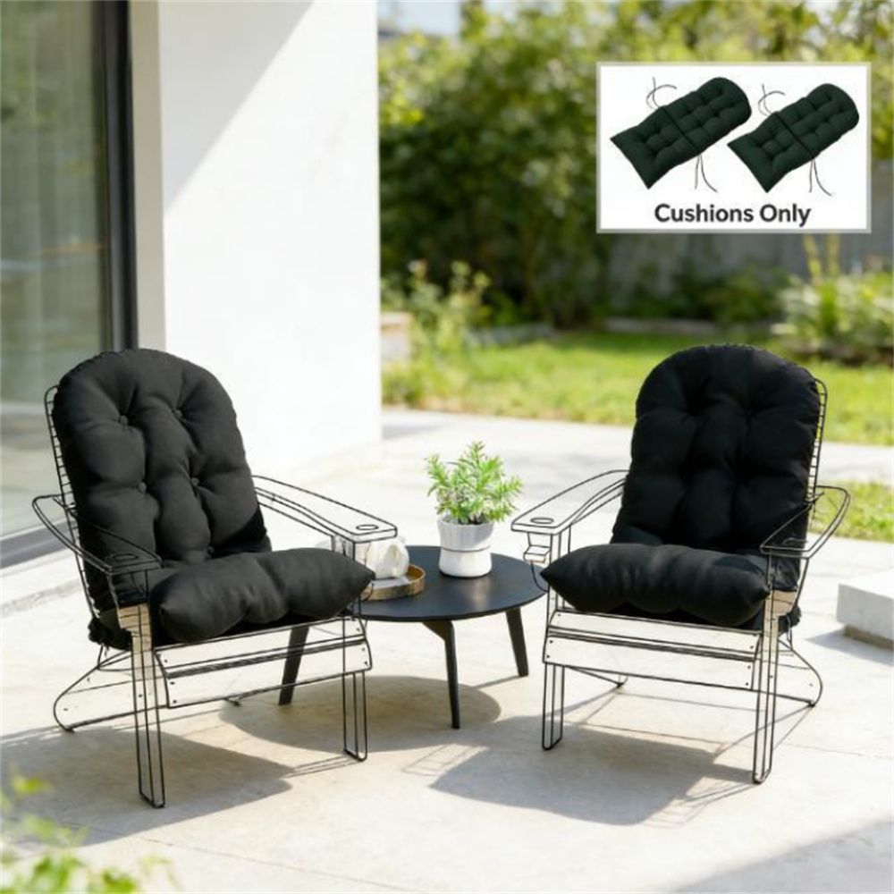 Outdoor chair cushion 2-piece set, terrace chair cushion, cushion, black cushion (Cushion only)
