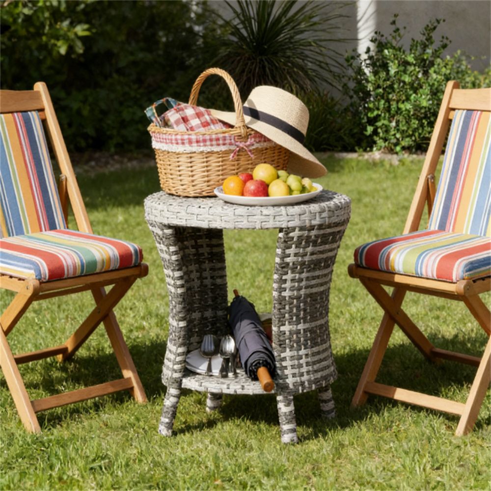 Outdoor coffee table, terrace table, side table, garden table, mixed gray(table only)