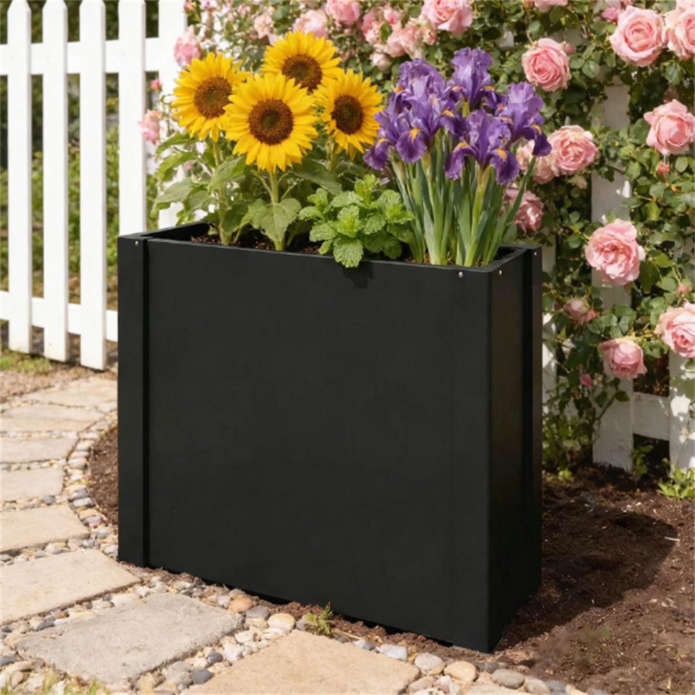 Outdoor elevated garden bed, flowerpot box, planting box, black